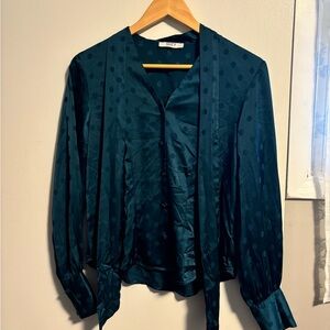 Turquoise business casual top